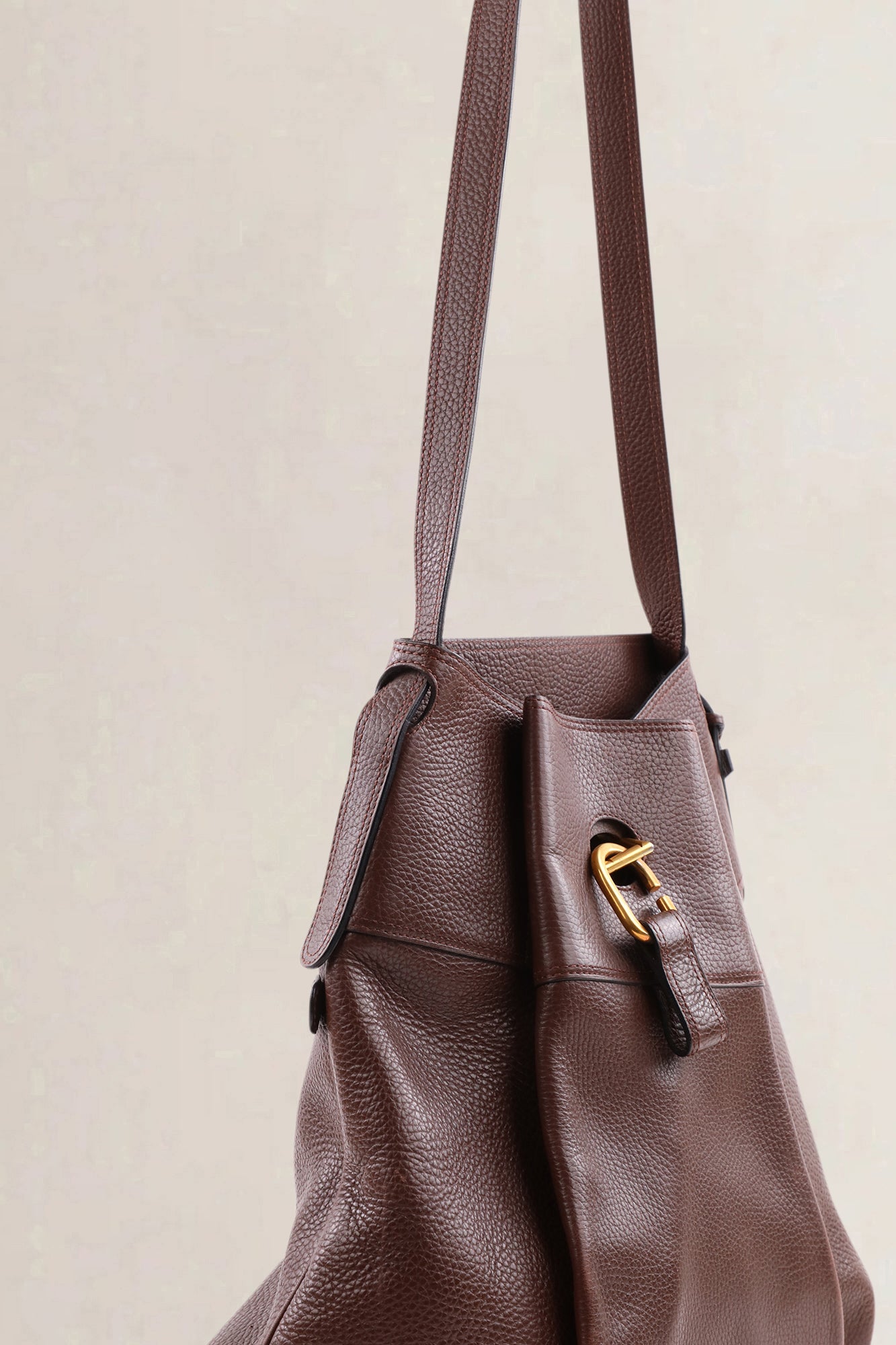 Sac bandoulière Delvaux Faust en cuir brun