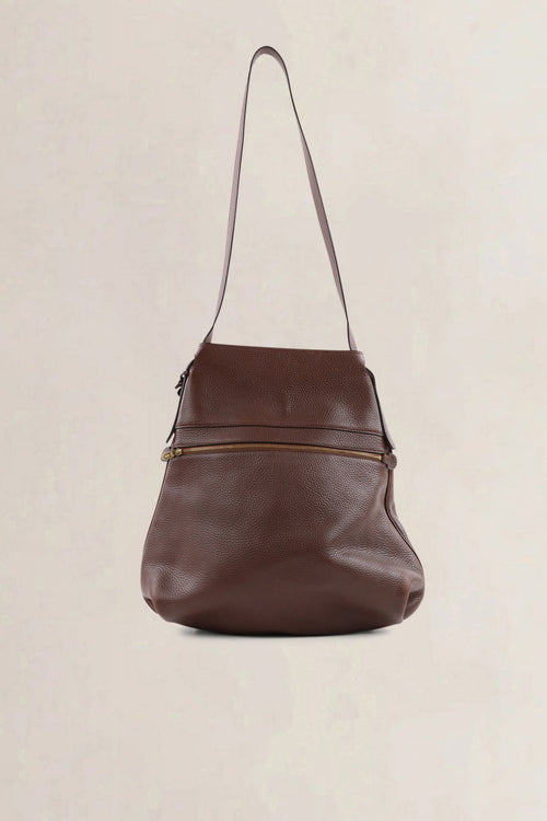 Sac bandoulière Delvaux Faust en cuir brun