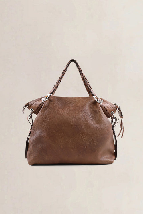 Sac à épaule Gucci en cuir brun à anses tressées