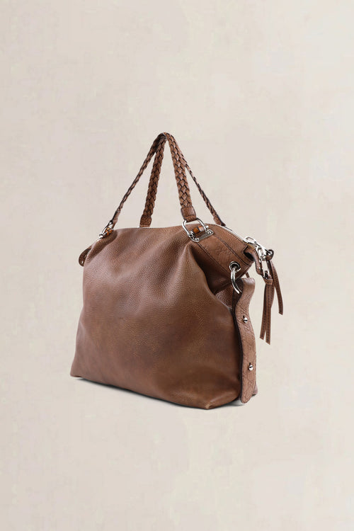 Sac à épaule Gucci en cuir brun à anses tressées