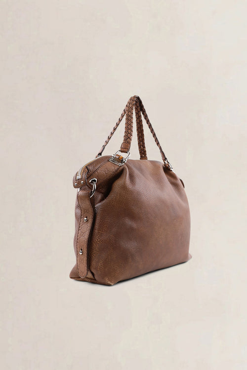 Sac à épaule Gucci en cuir brun à anses tressées