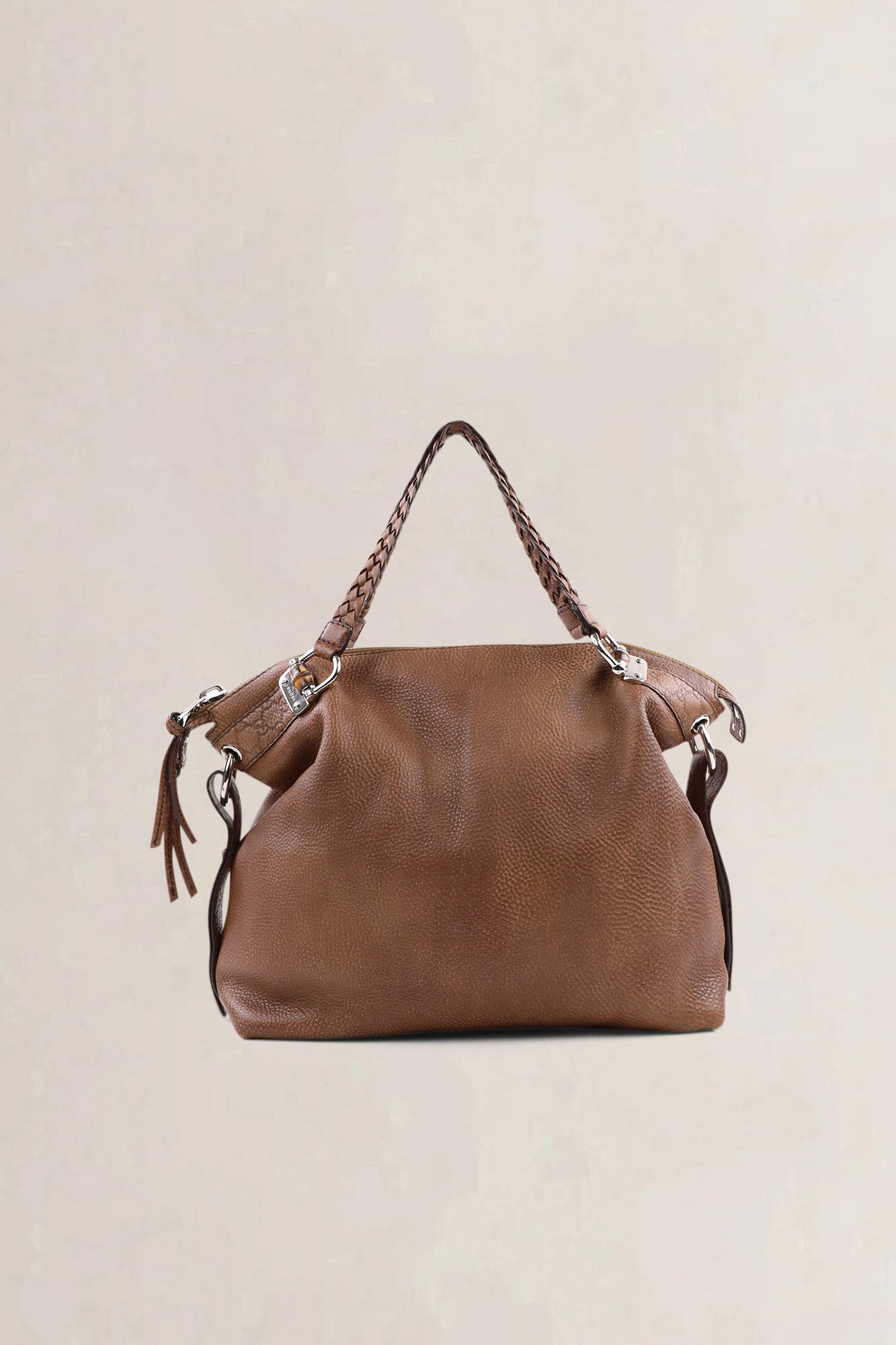 Sac à épaule Gucci en cuir brun à anses tressées