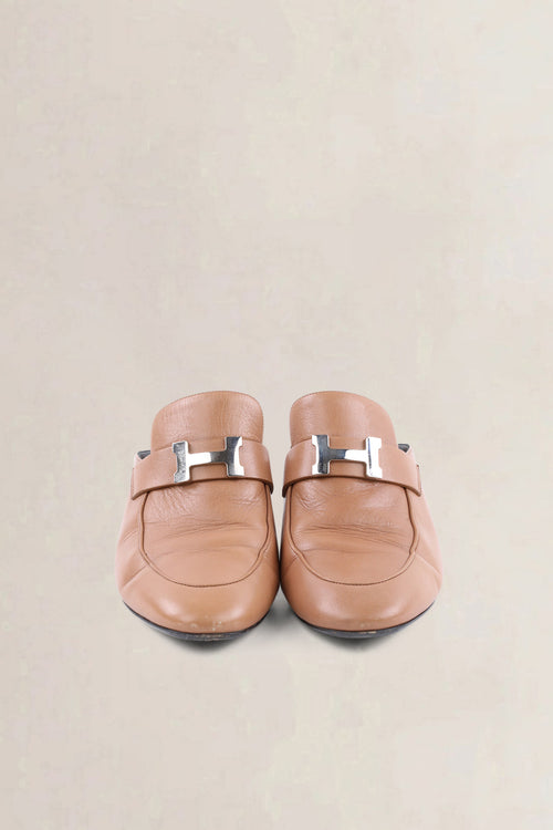 Mules Hermès Paradis en cuir tan