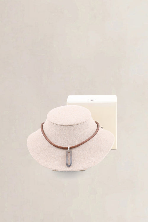 Collier Delvaux Dclic Jumping en cuir fauve