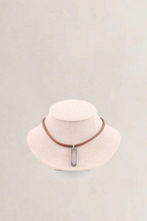 Collier Delvaux Dclic Jumping en cuir fauve