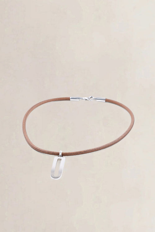 Collier Delvaux Dclic Jumping en cuir fauve