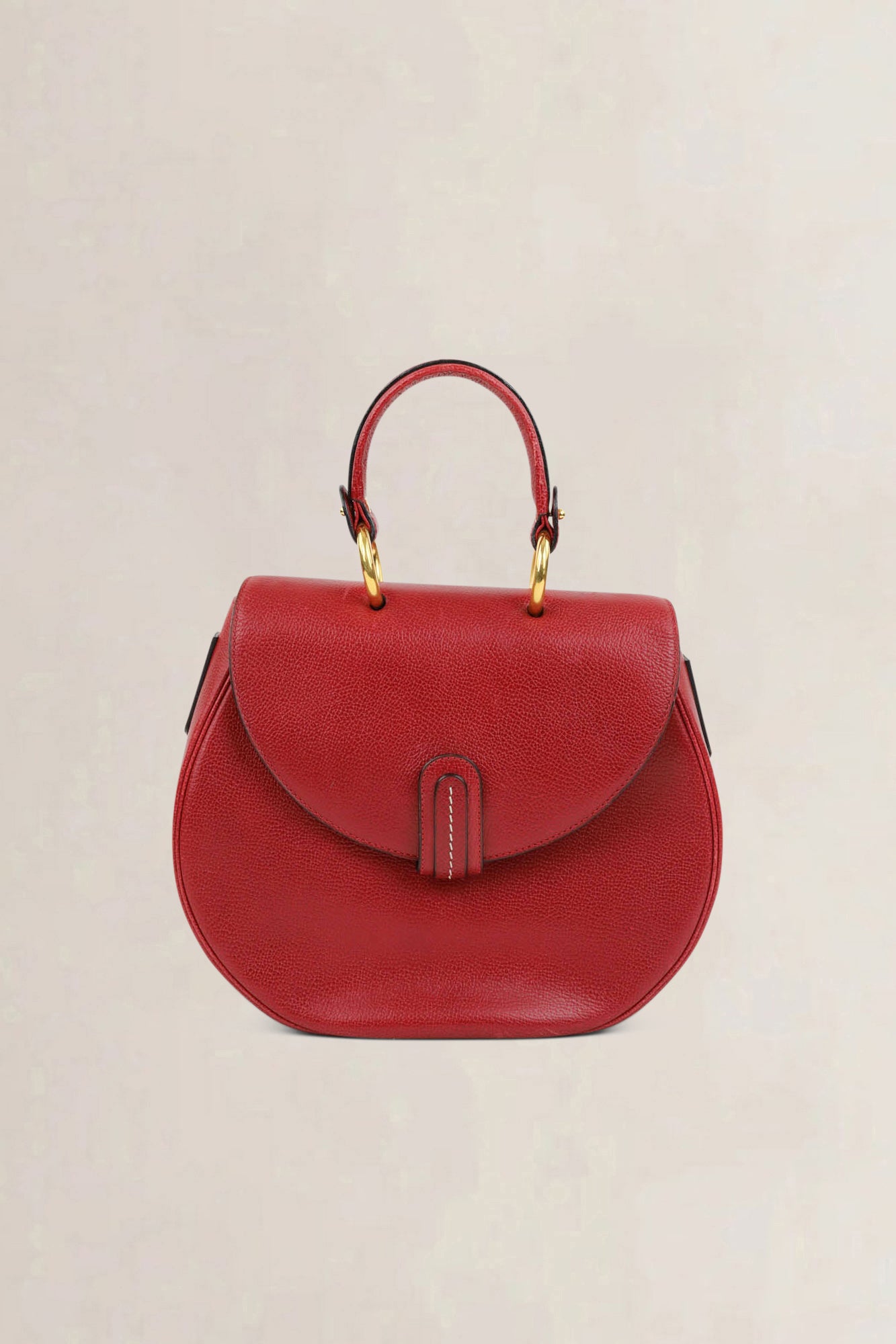 Delvaux Rosso Round Top Handle Bag
