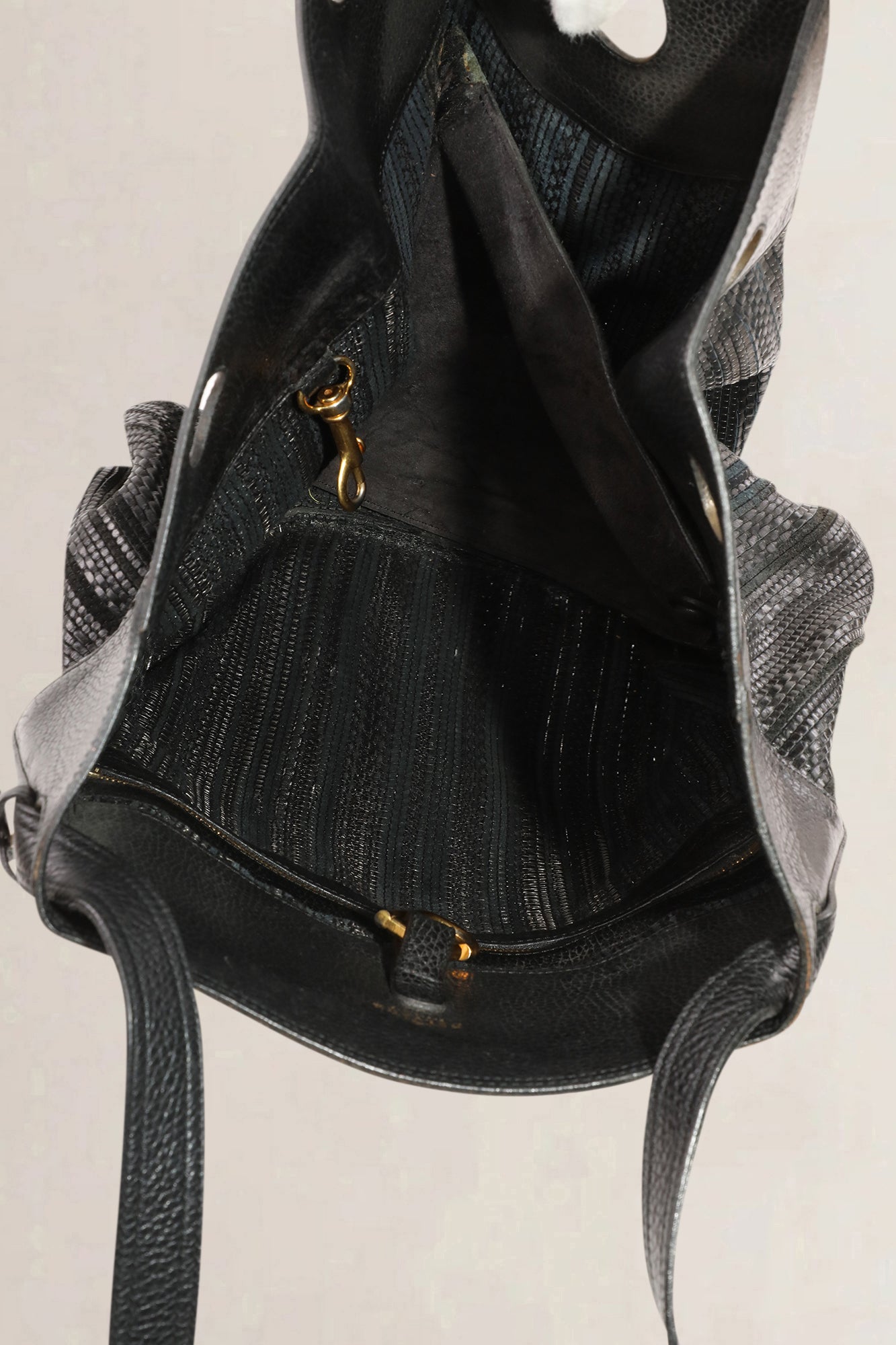 Sac à épaule Delvaux Faust en Toile de Cuir noir
