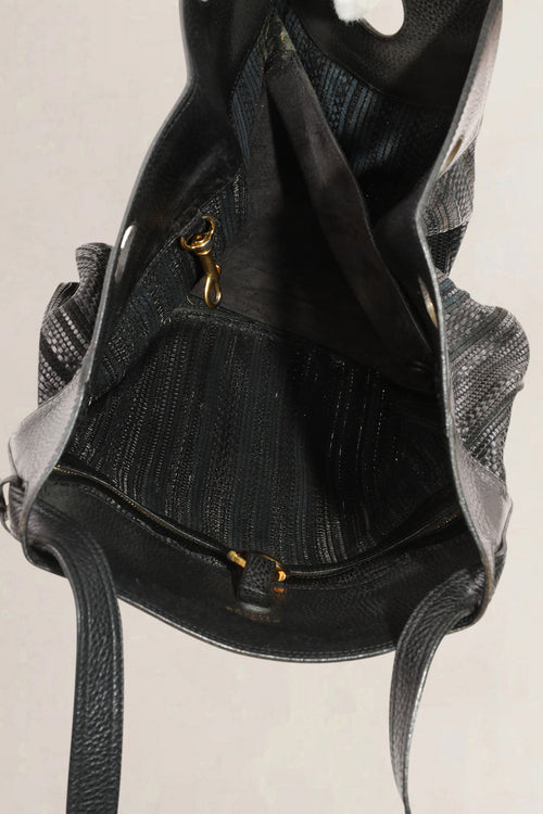 Sac à épaule Delvaux Faust en Toile de Cuir noir