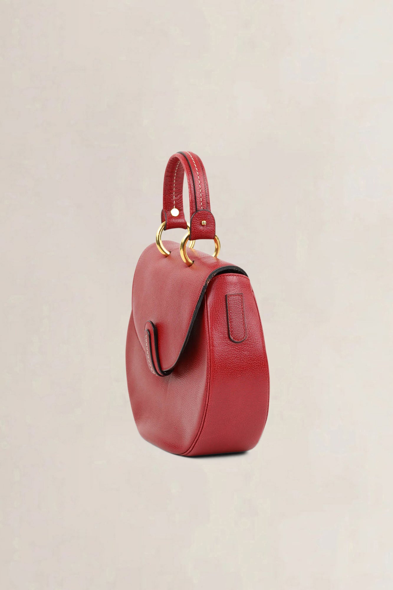 Delvaux Rosso Round Top Handle Bag