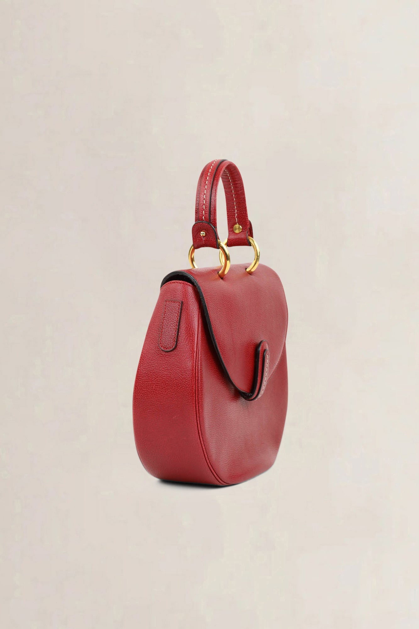 Delvaux Rosso Round Top Handle Bag
