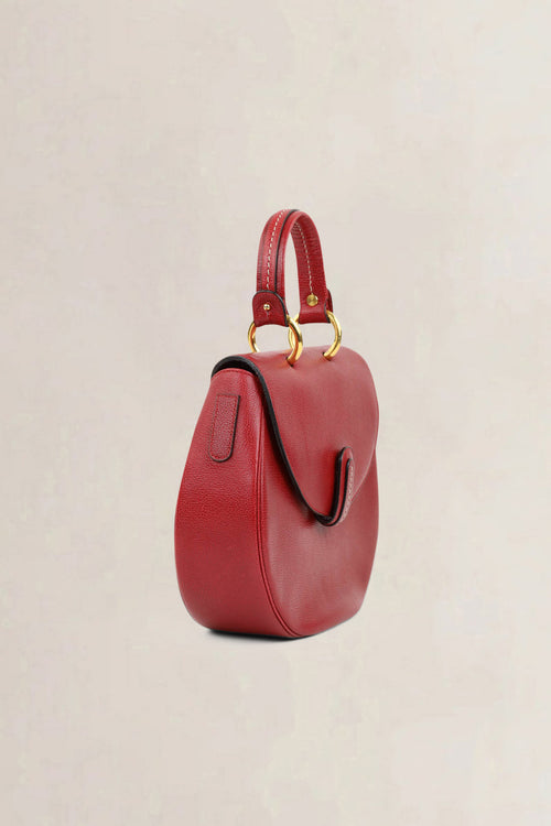 Delvaux Rosso Round Top Handle Bag