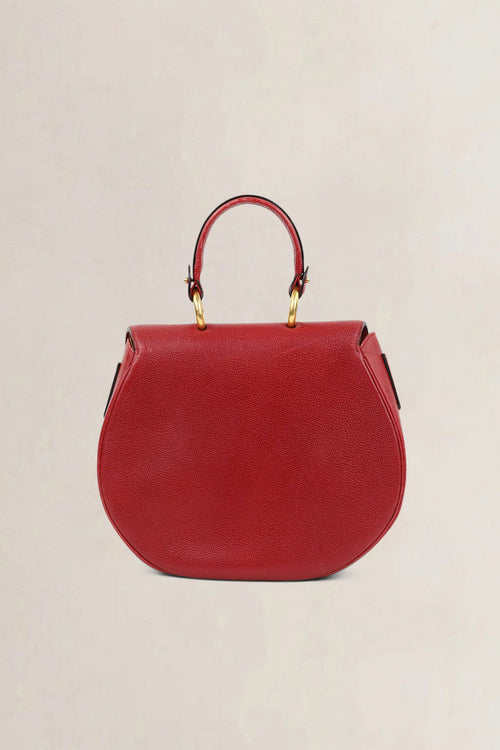 Delvaux Rosso Round Top Handle Bag