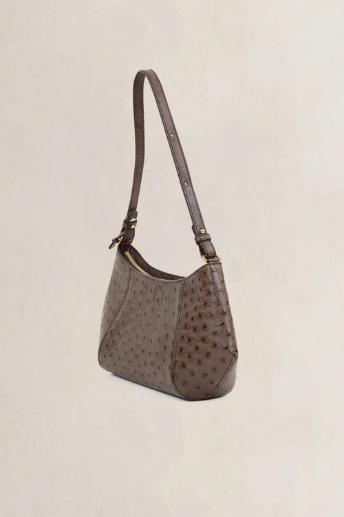 Delvaux Brown Ostrich Désir Shoulder Bag