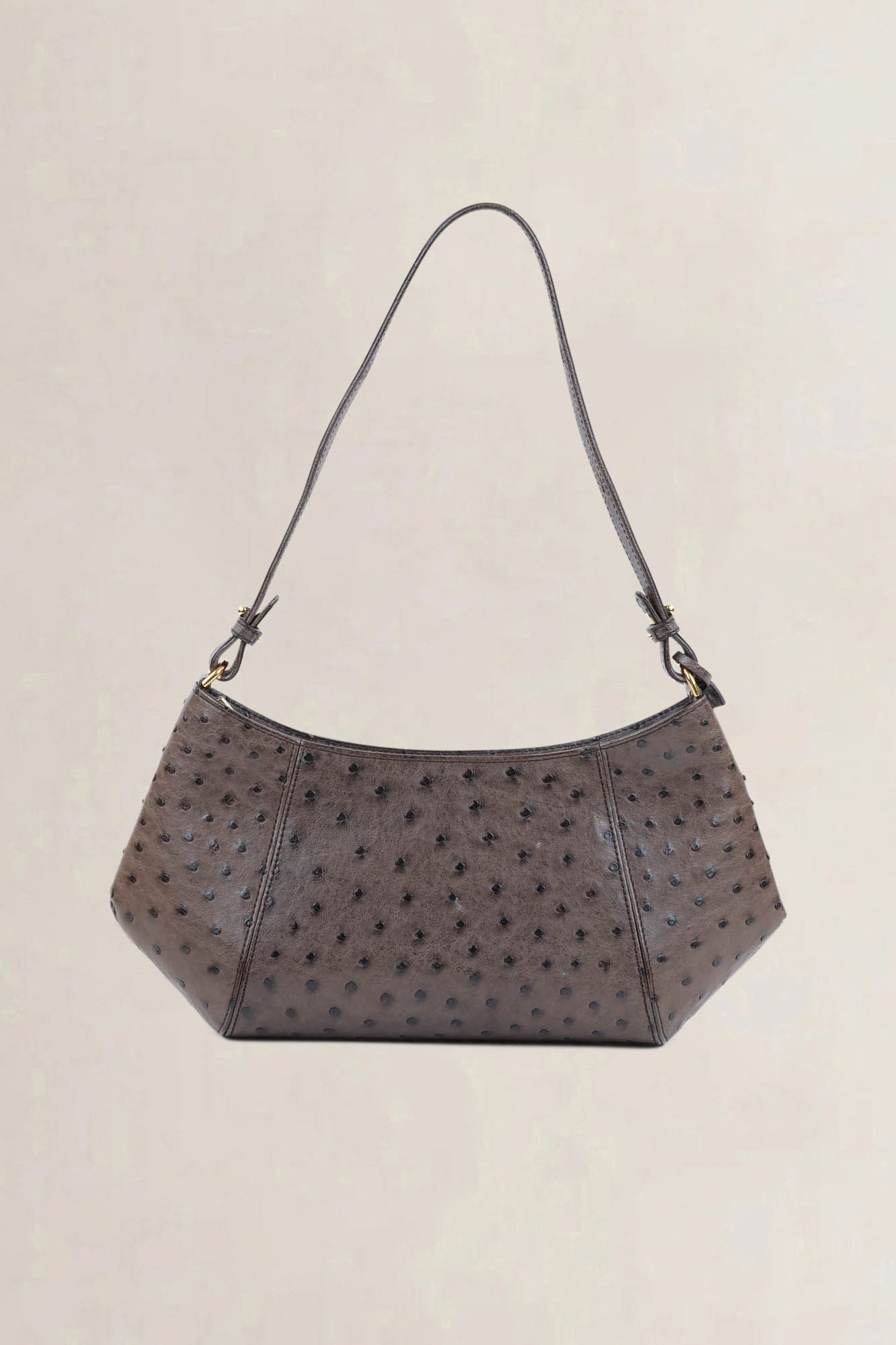 Delvaux Brown Ostrich Désir Shoulder Bag