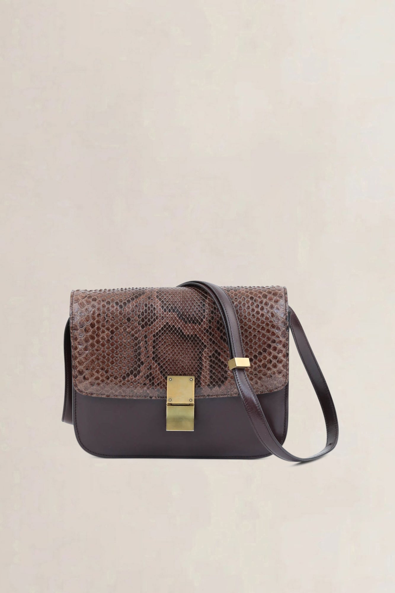 Céline Brown Python Classic Box Crossbody Bag