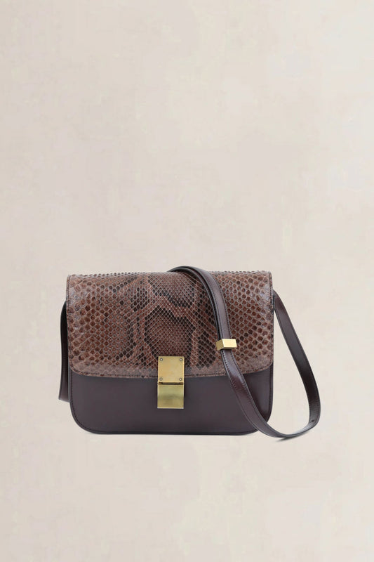 Céline Brown Python Classic Box Crossbody Bag