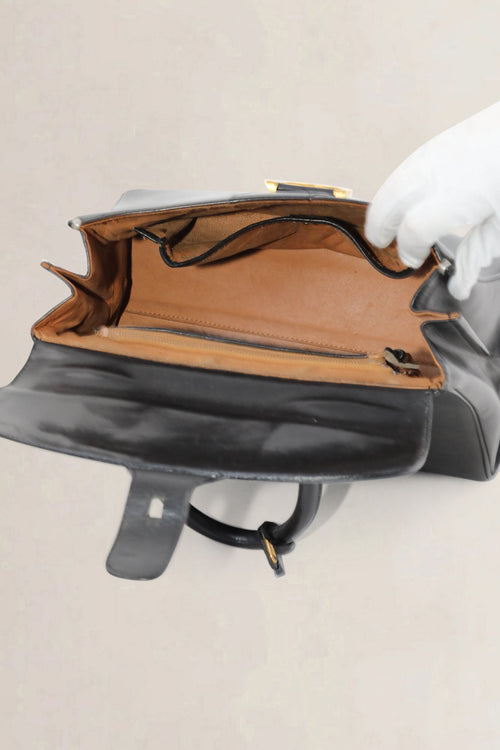 Delvaux Black Brillant MM Top Handle Bag