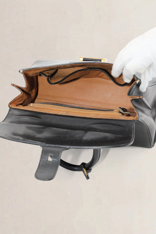 Delvaux Black Brillant MM Top Handle Bag