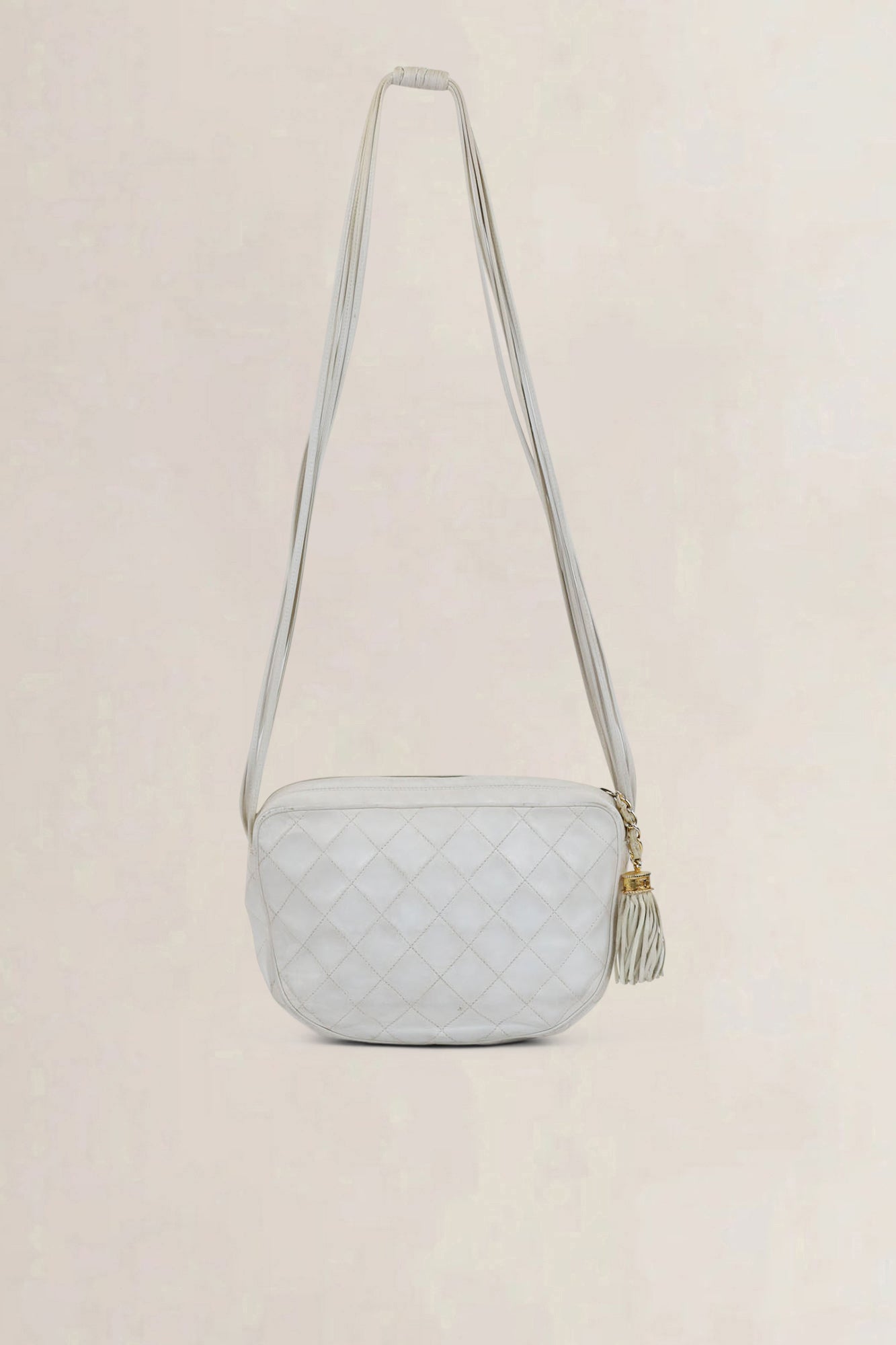 Chanel White CC Tassel Camera Crossbody Bag