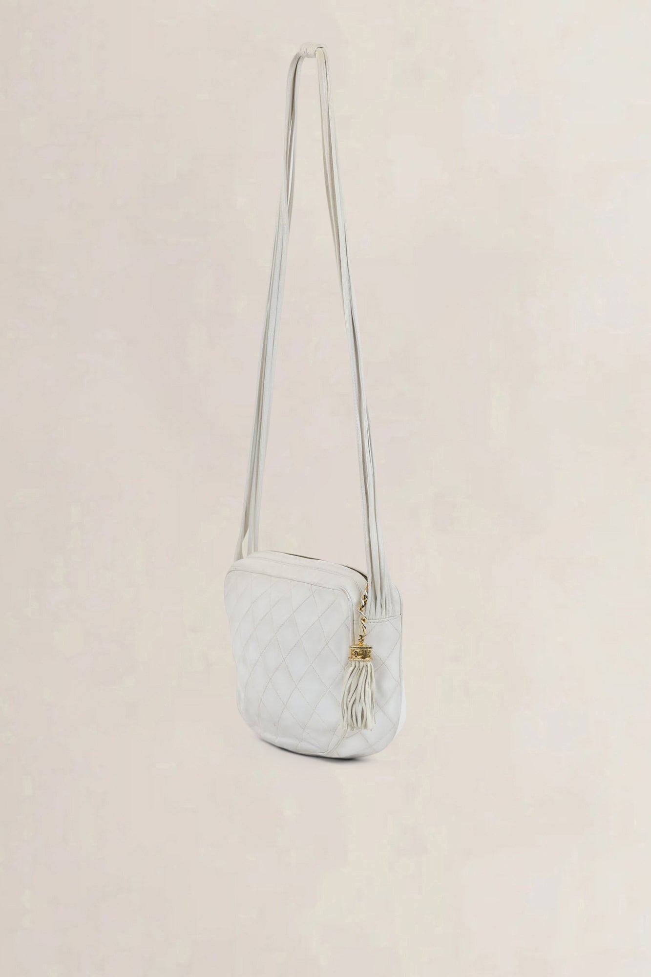 Chanel White CC Tassel Camera Crossbody Bag