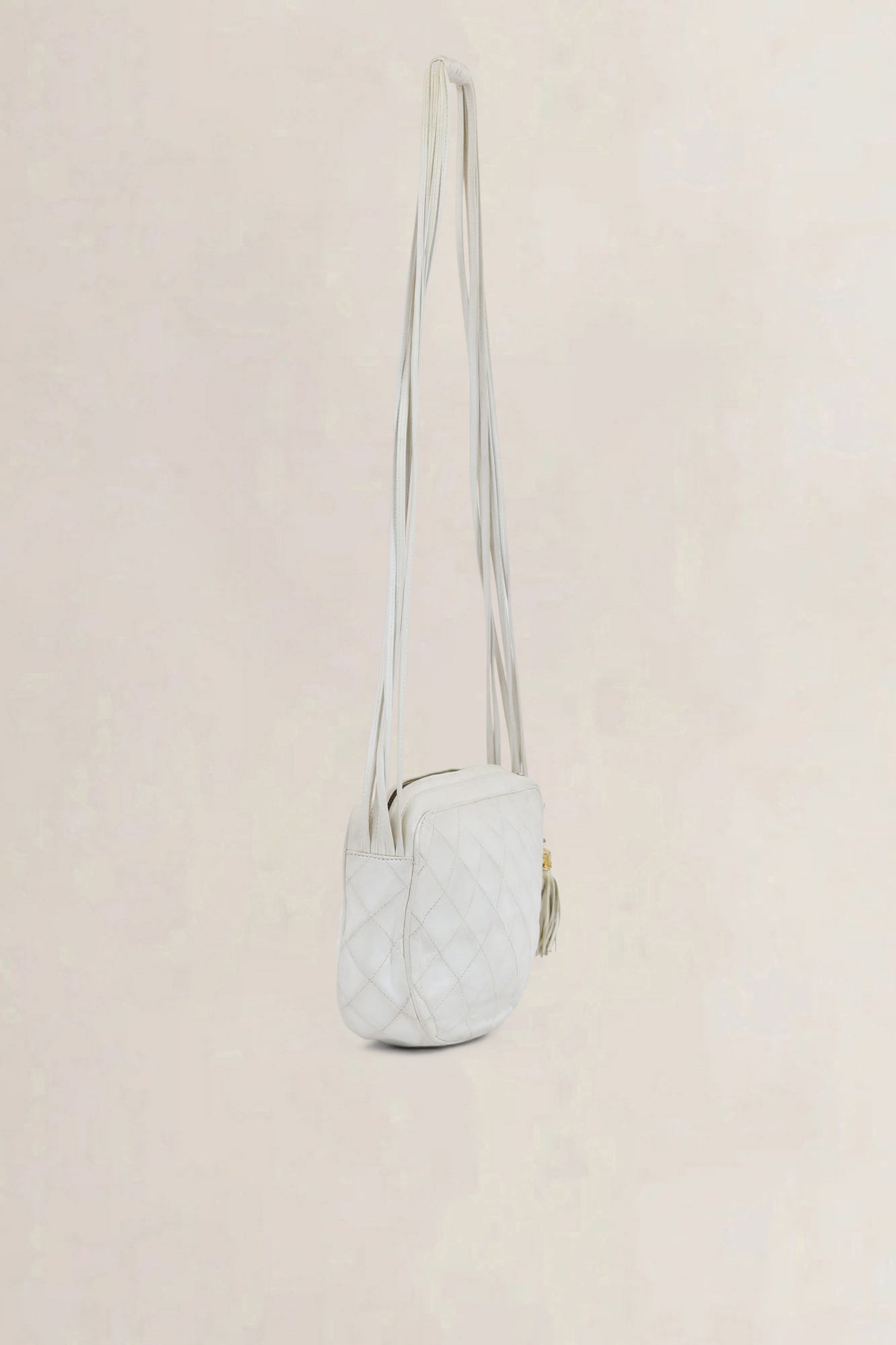 Chanel White CC Tassel Camera Crossbody Bag