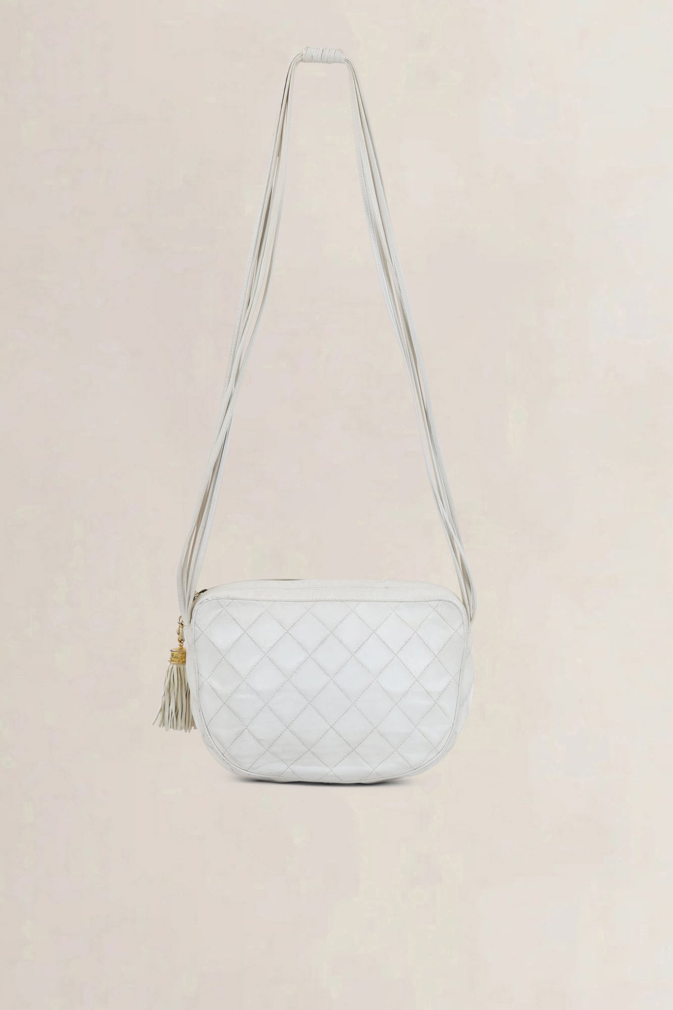 Chanel White CC Tassel Camera Crossbody Bag