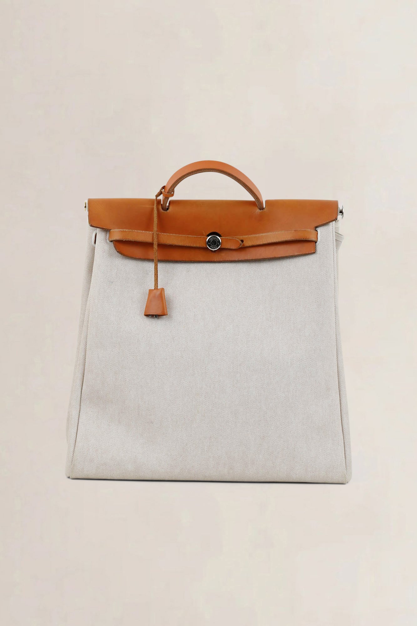 Hermès Herbag Toile Canvas/Hunter Leather Top Handle Bag