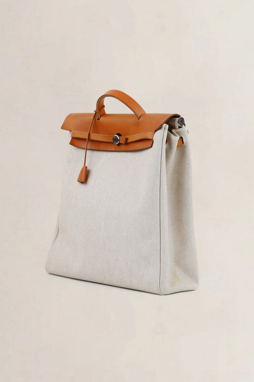 Hermès Herbag Toile Canvas/Hunter Leather Top Handle Bag