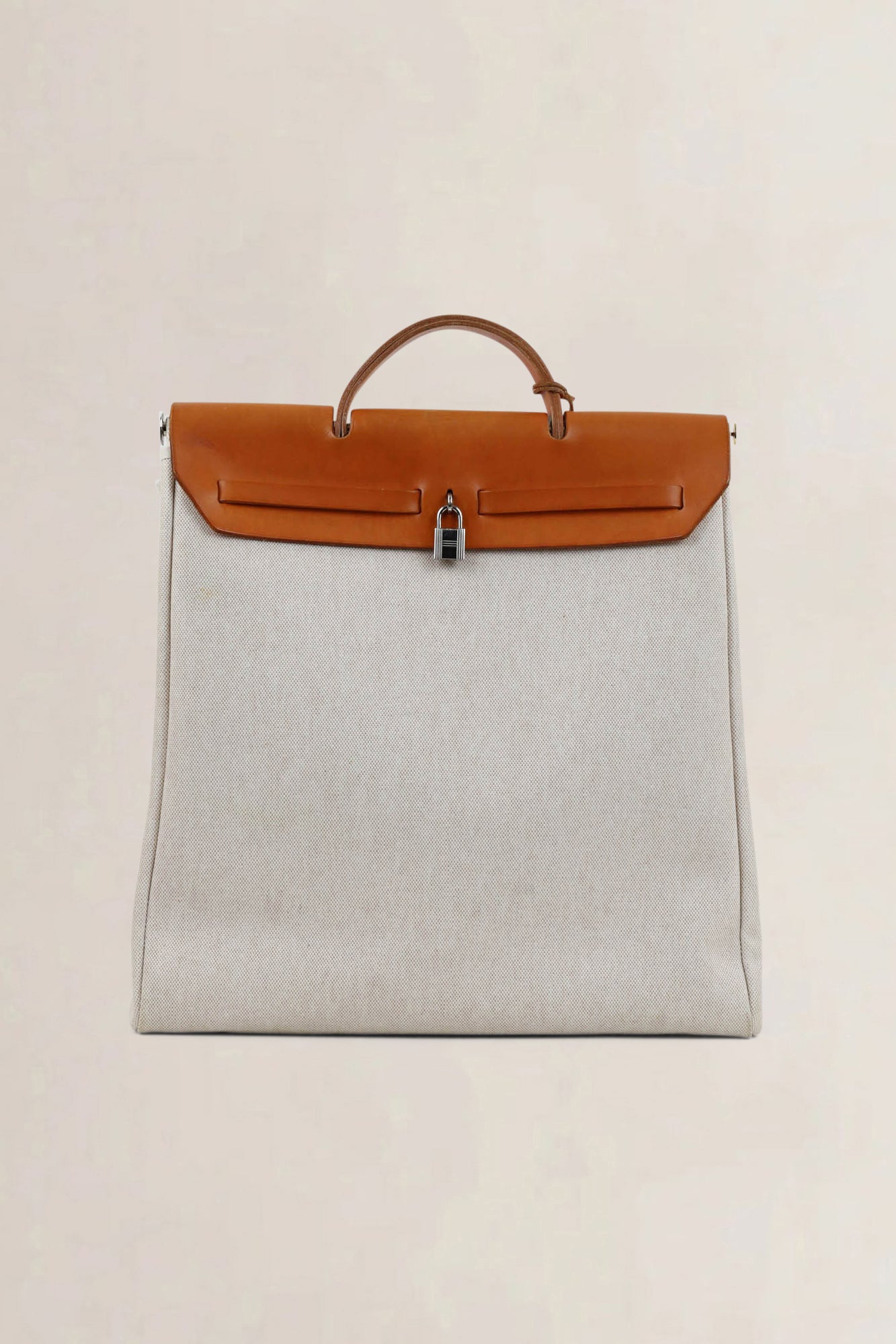 Hermès Herbag Toile Canvas/Hunter Leather Top Handle Bag