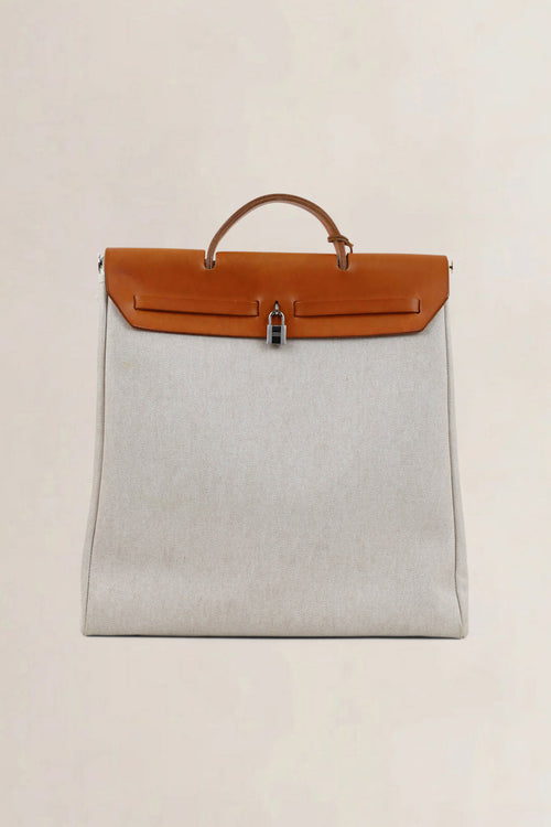 Hermès Herbag Toile Canvas/Hunter Leather Top Handle Bag