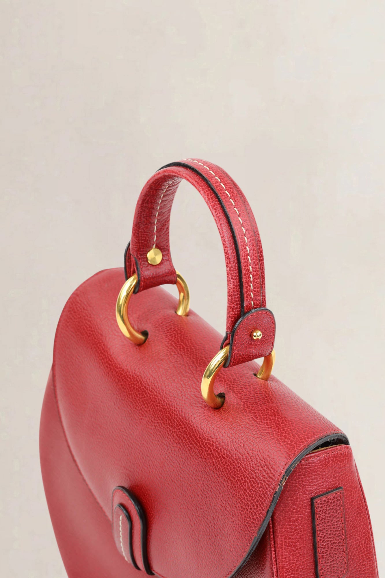 Delvaux Rosso Round Top Handle Bag