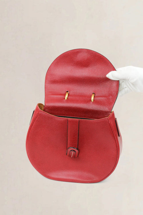 Delvaux Rosso Round Top Handle Bag