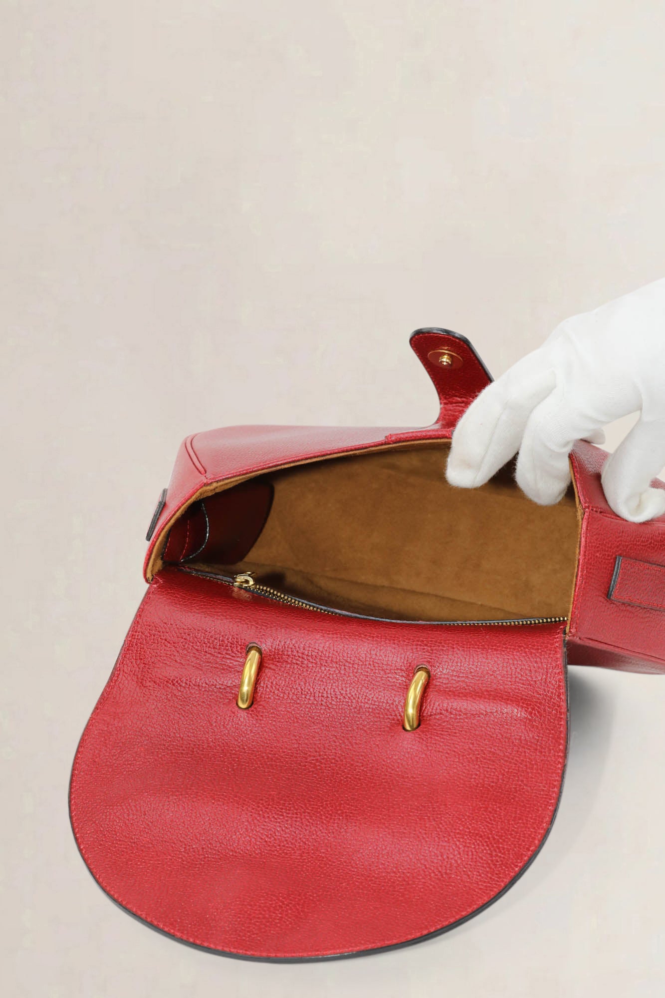 Delvaux Rosso Round Top Handle Bag
