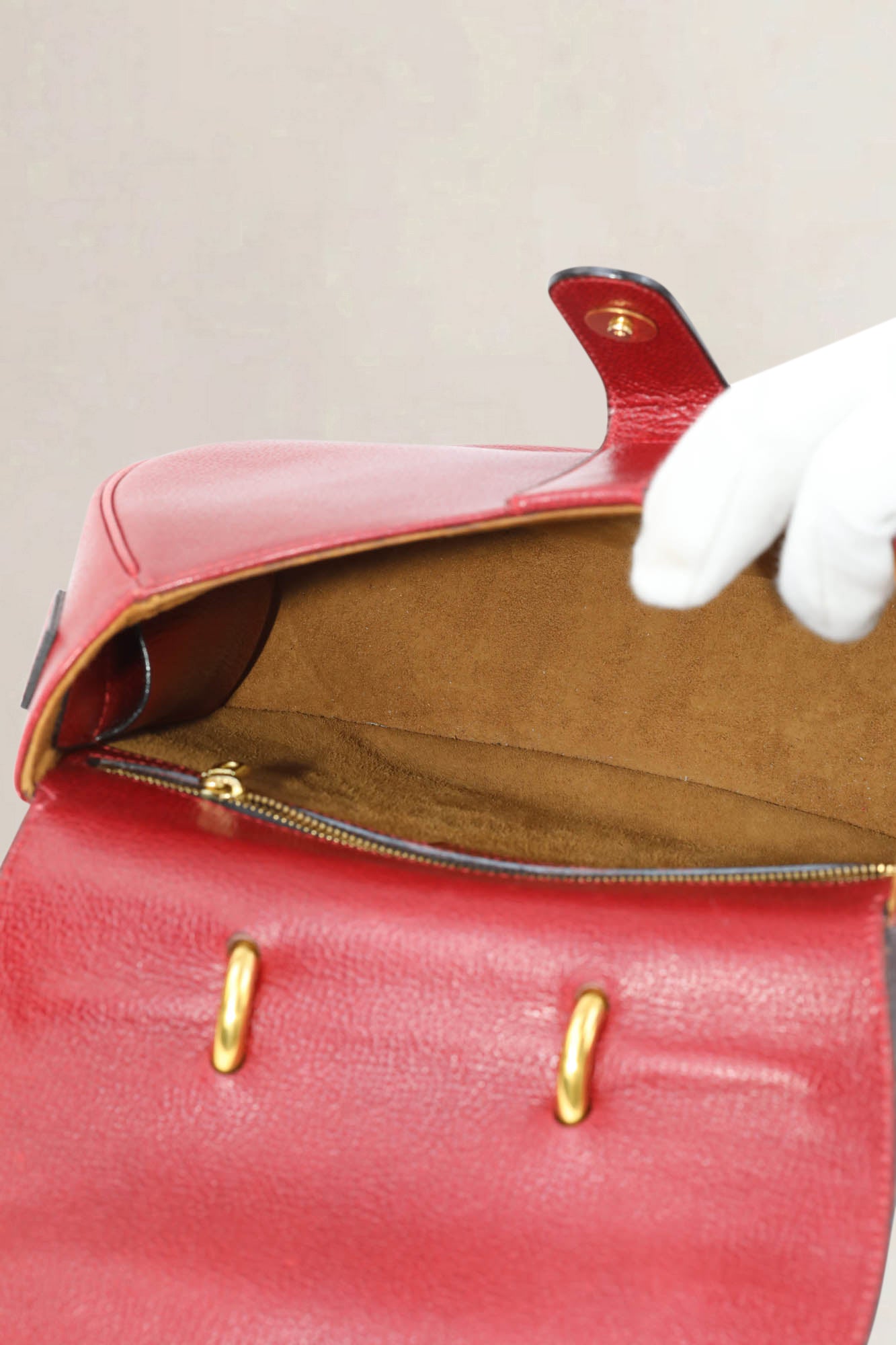 Delvaux Rosso Round Top Handle Bag