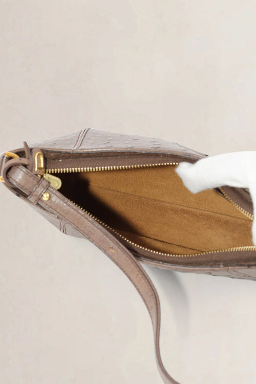 Delvaux Brown Ostrich Désir Shoulder Bag