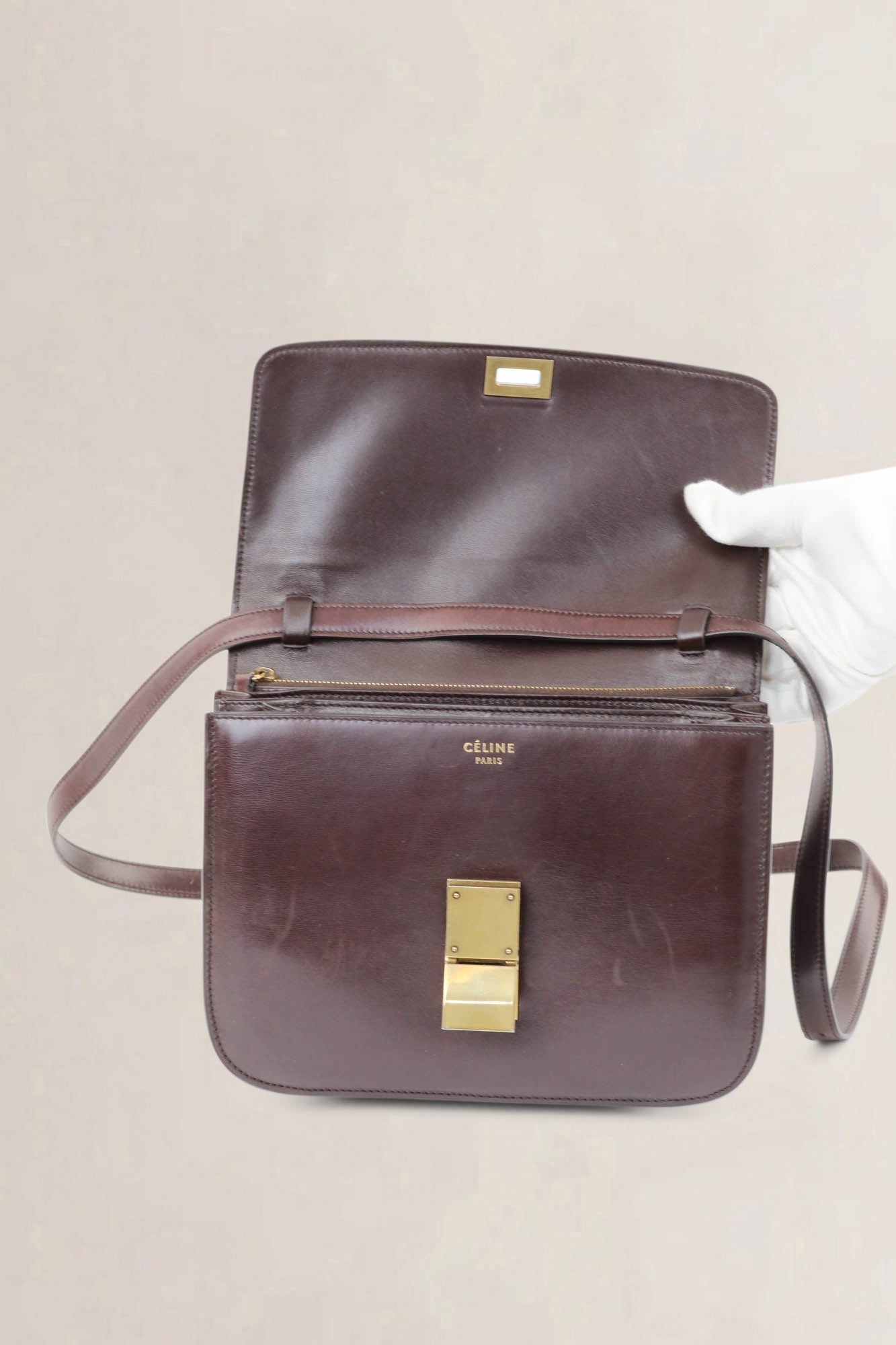 Céline Brown Python Classic Box Crossbody Bag