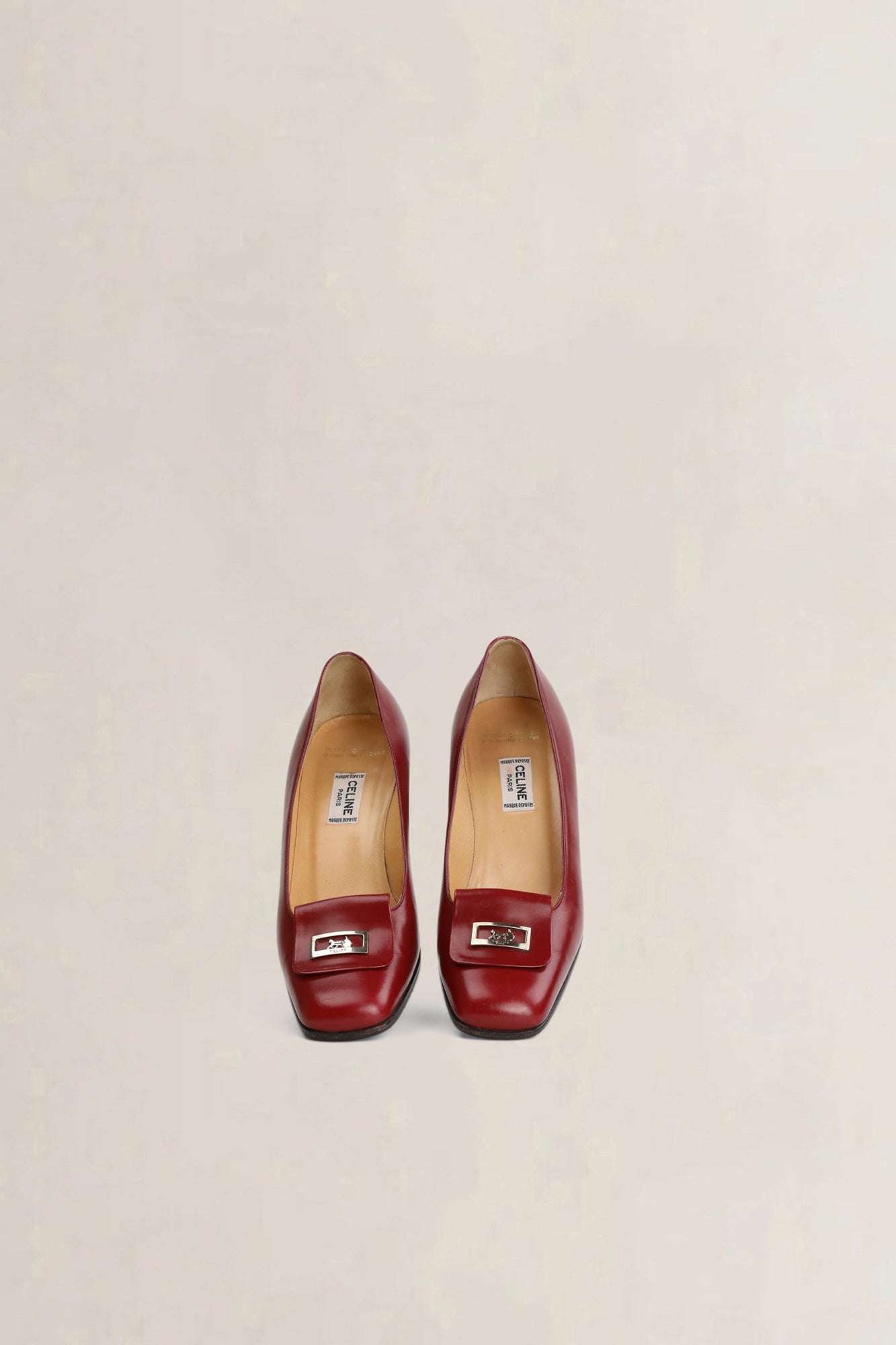 Céline bordeaux Slip On Block Heels