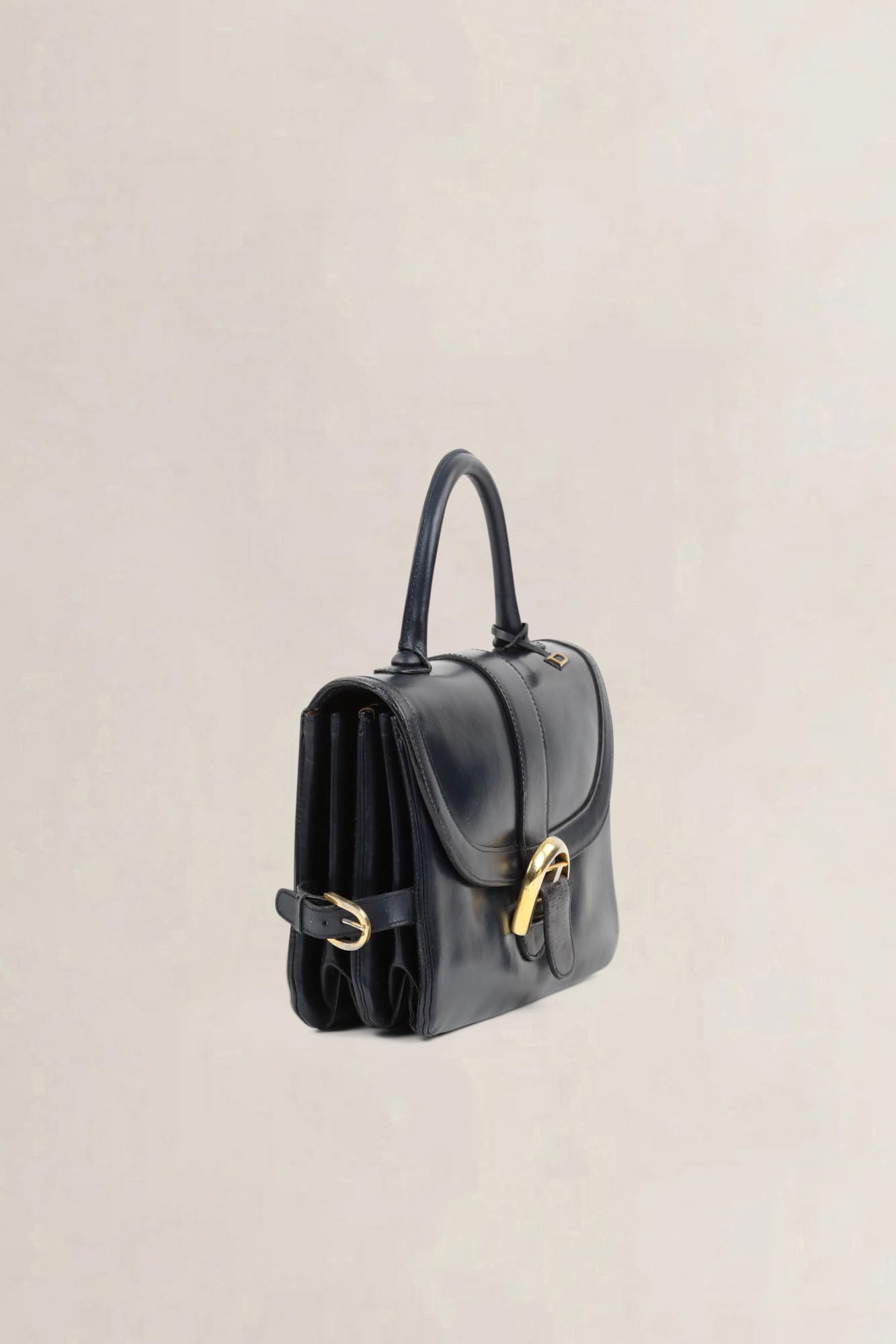 Delvaux Navy Blue Rouilly Top Handle Bag