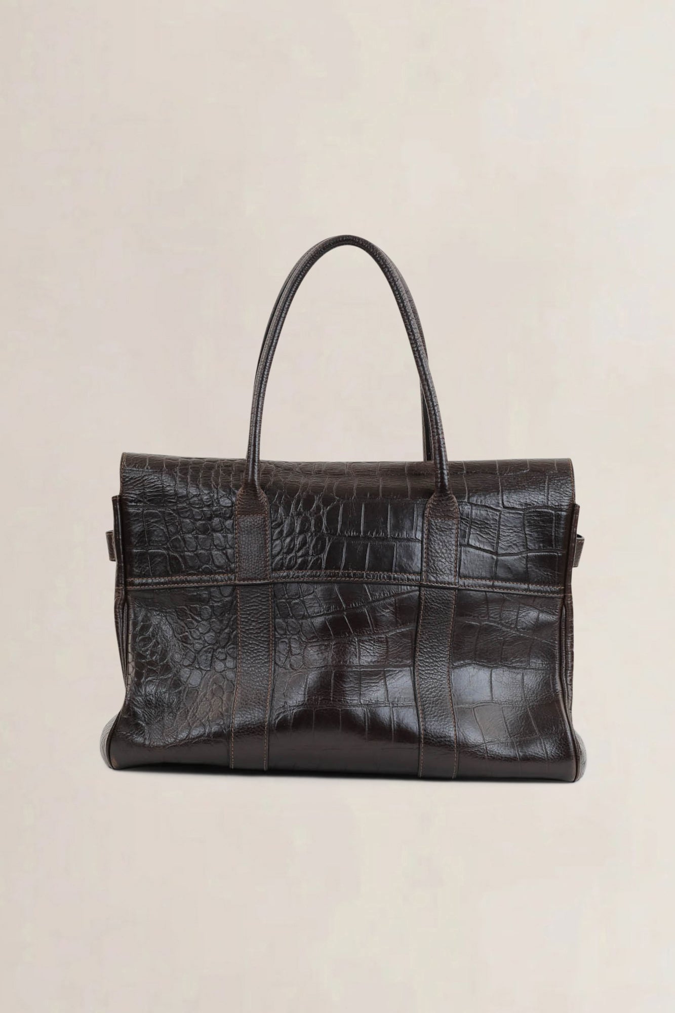 Mulberry Dark Brown Croco Embossed Bayswater Shoulder Bag