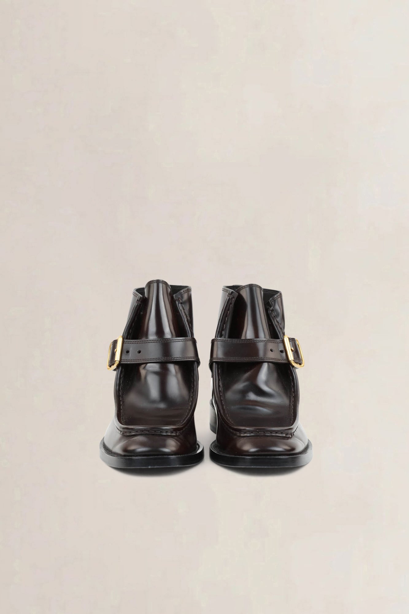 Dries Van Noten Dark Brown Buckle-Detail Leather Ankle Boots
