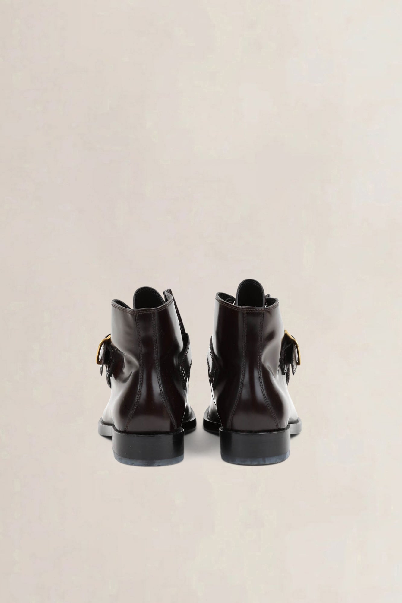 Dries Van Noten Dark Brown Buckle-Detail Leather Ankle Boots