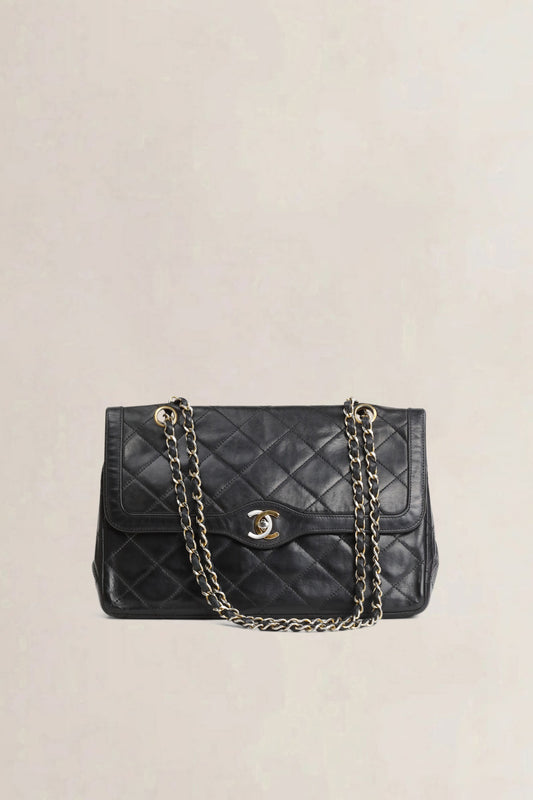 Chanel Black Two Tone Double Flap Diana Crossbody Bag