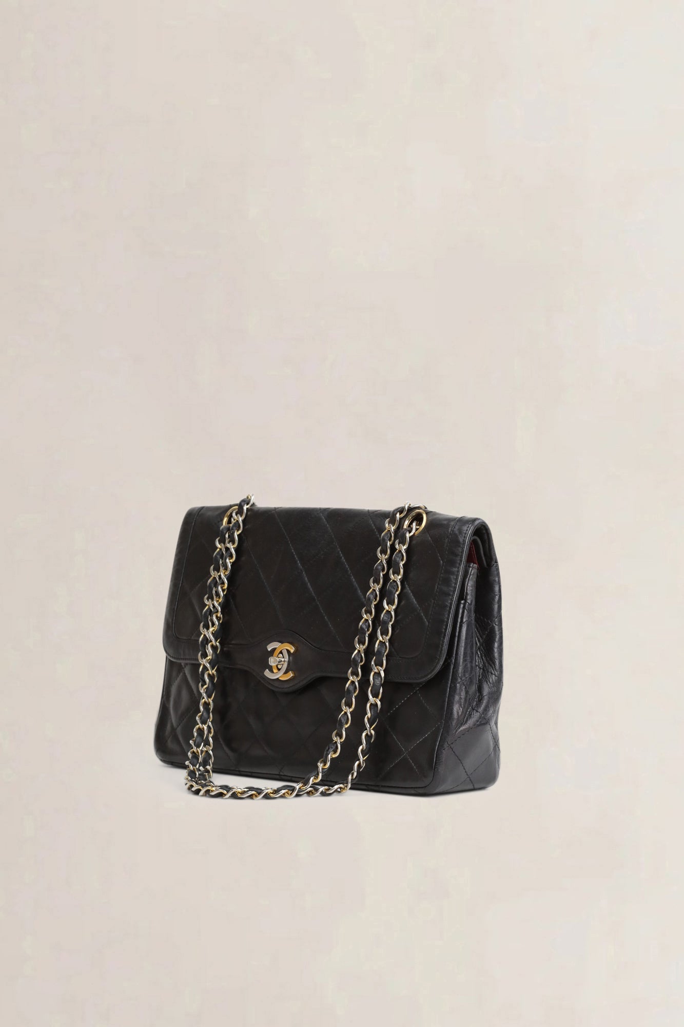 Chanel Black Two Tone Double Flap Diana Crossbody Bag