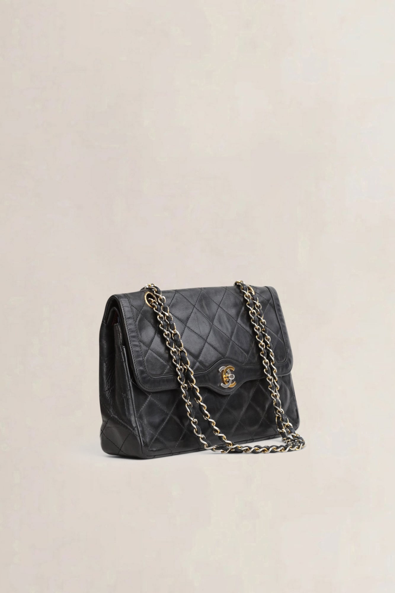 Chanel Black Two Tone Double Flap Diana Crossbody Bag