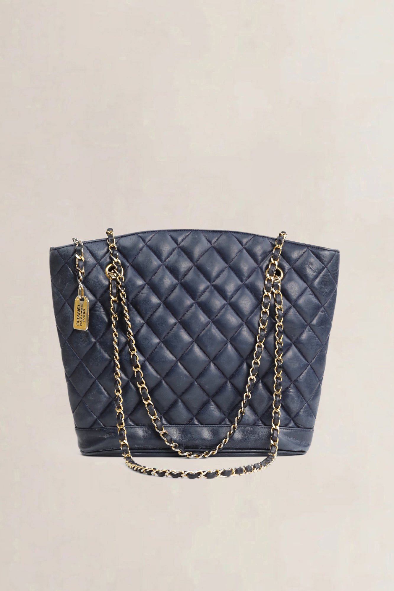 Chanel Vintage Navy Quilted Lambskin Shoulder Bag