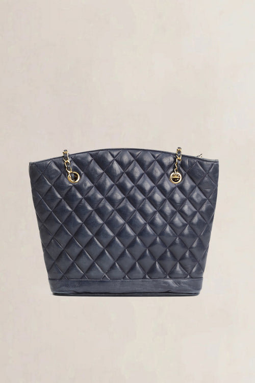 Chanel Vintage Navy Quilted Lambskin Shoulder Bag