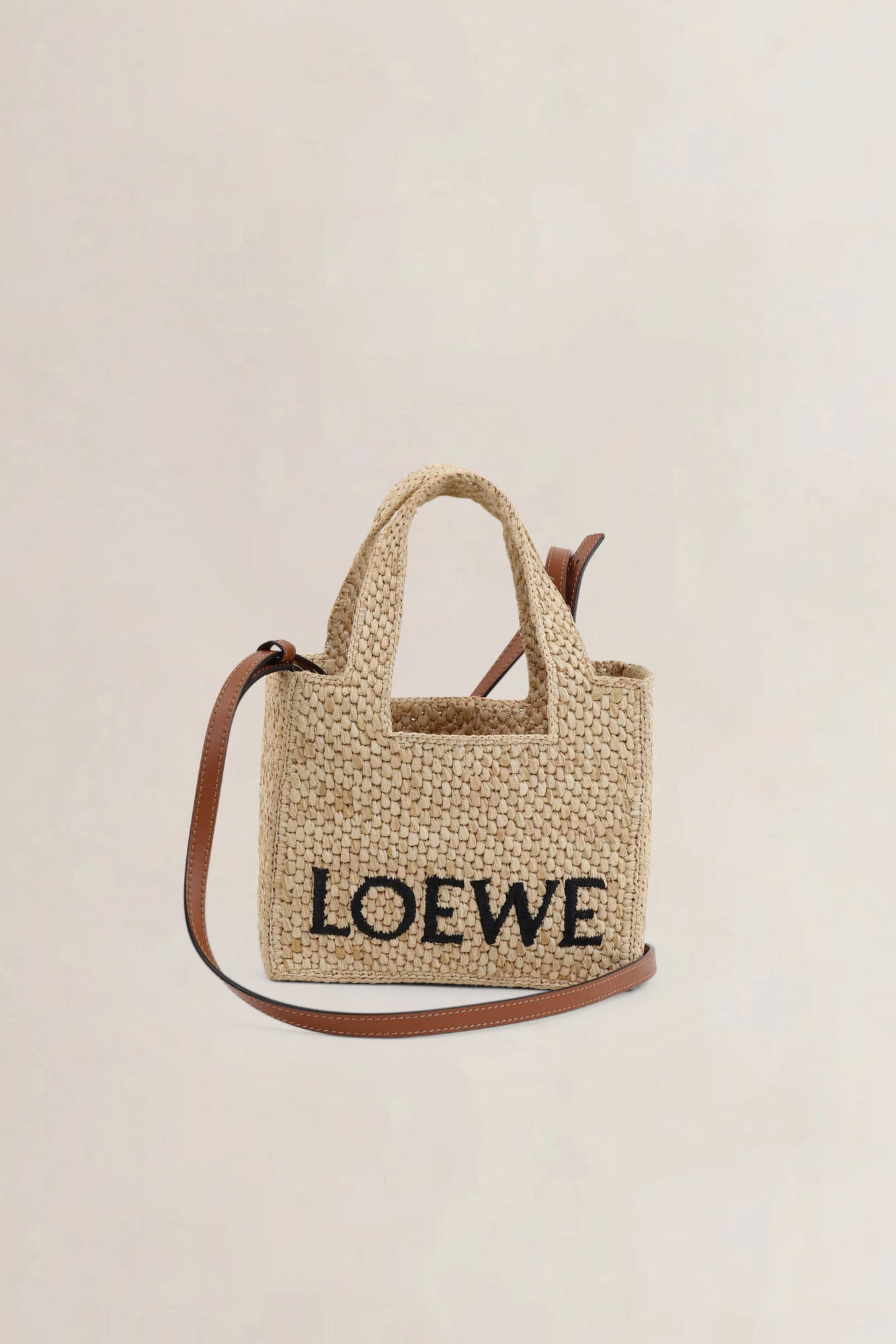 Loewe Small Font Raffia Crossbody Bag