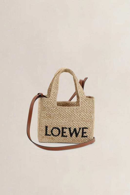 Loewe Small Font Raffia Crossbody Bag