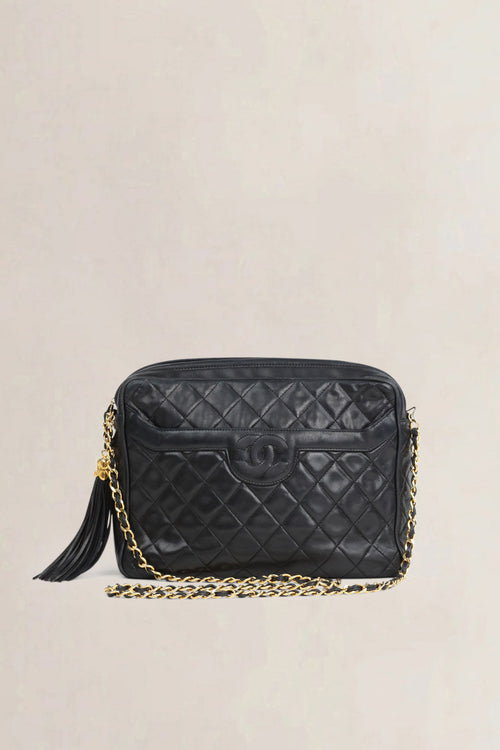 Chanel Vintage Black Quilted Lambskin Camera Bag